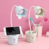 Eye-protecting desk, college student charging dormitory study LED children's reading dimming desk lamp, flower pen holder small desk lamp Specification image